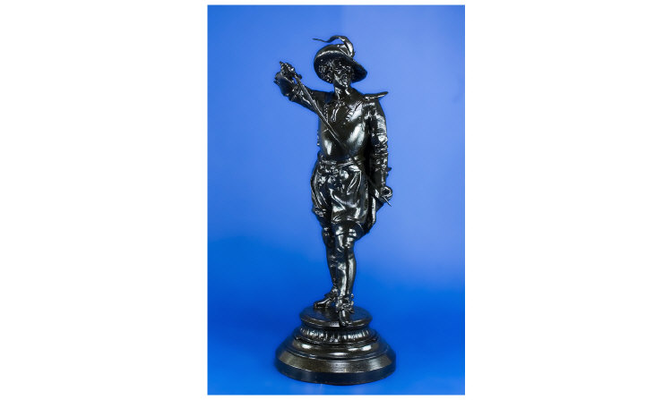 Appraisal: Black Painted Spelter Figure of a th Century French Soldier