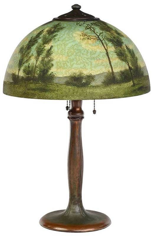 Appraisal: Signed Handel Reverse Painted Table Lamp American early th century