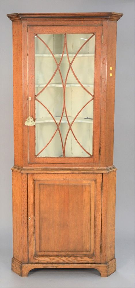 Appraisal: Oak corner cabinet in two parts one door in each