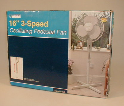 Appraisal: A three speed oscillating fan boxed