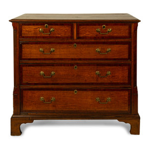 Appraisal: A George III Inlaid Oak and Mahogany Chest of Drawers