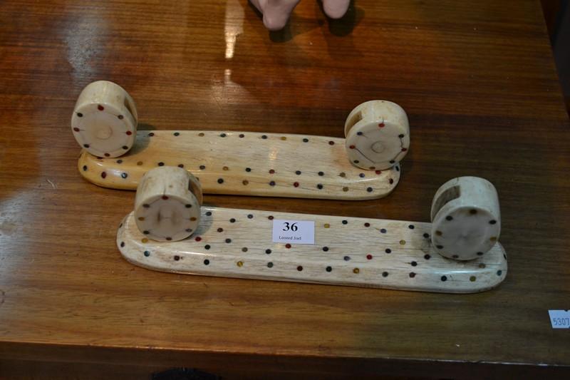 Appraisal: A PAIR OF ART DECO INLAID WHALE BONE PICTURE HOLDERS