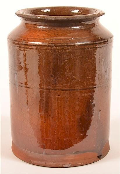 Appraisal: th Century Mottle Glazed Redware Storage Jar th Century Mottle