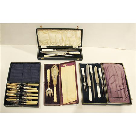 Appraisal: Group of Ivory and Mother-of-Pearl Handled Flatware Articles Estimate -