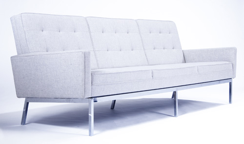 Appraisal: FLORENCE KNOLL KNOLL Three-seat sofa upholstered in light grey wool