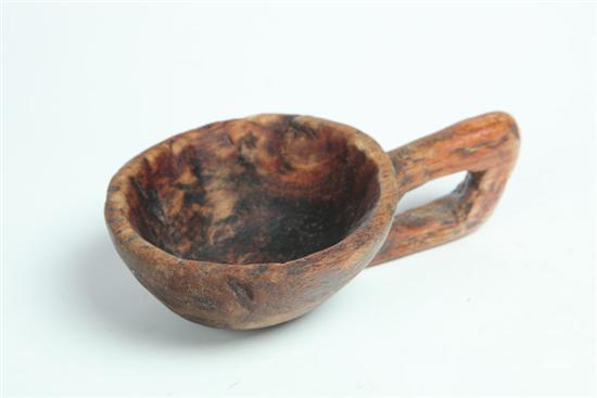 Appraisal: CARVED SCOOP Native American th century maple Carved handle with