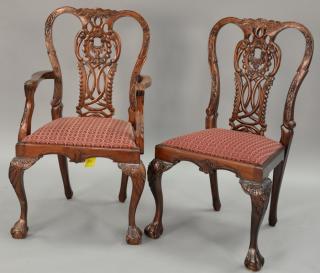 Appraisal: Set of ten Chippendale style mahogany dining chairs Set of