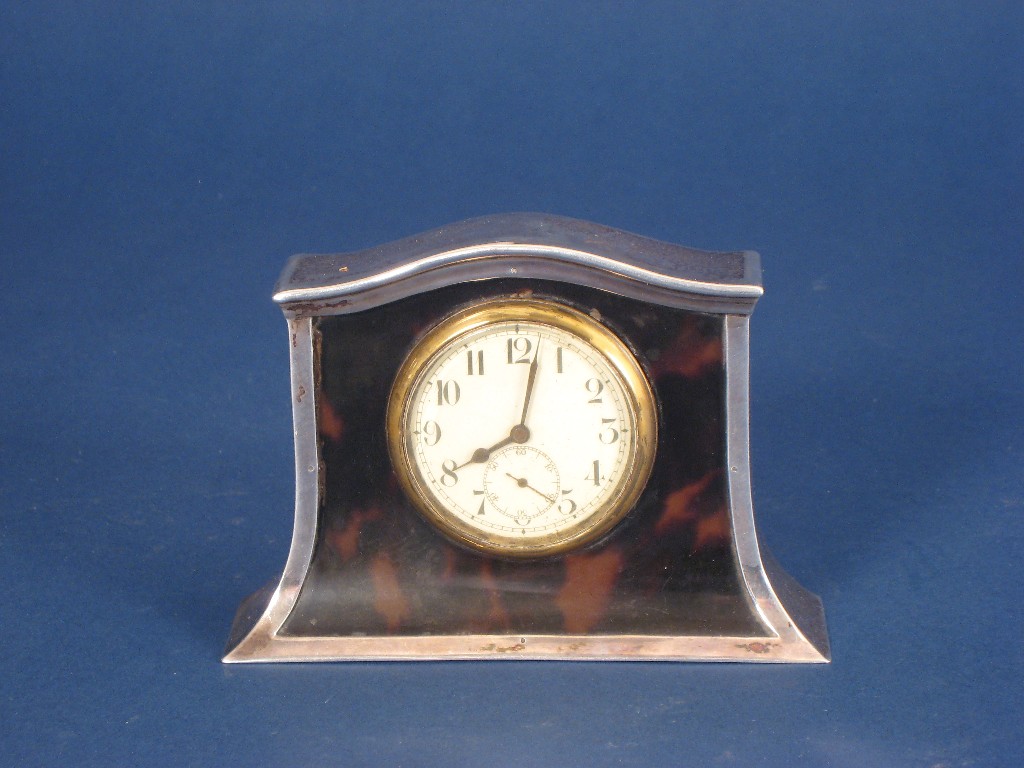 Appraisal: A George V silver and tortoiseshell cased Mantel Clock Birmingham