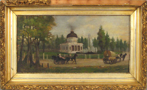 Appraisal: American oil on board landscape th c depicting Philadelphia City