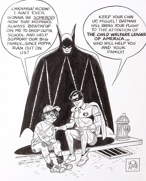 Appraisal: A Bob Kane pen and ink cartoon of Batman and