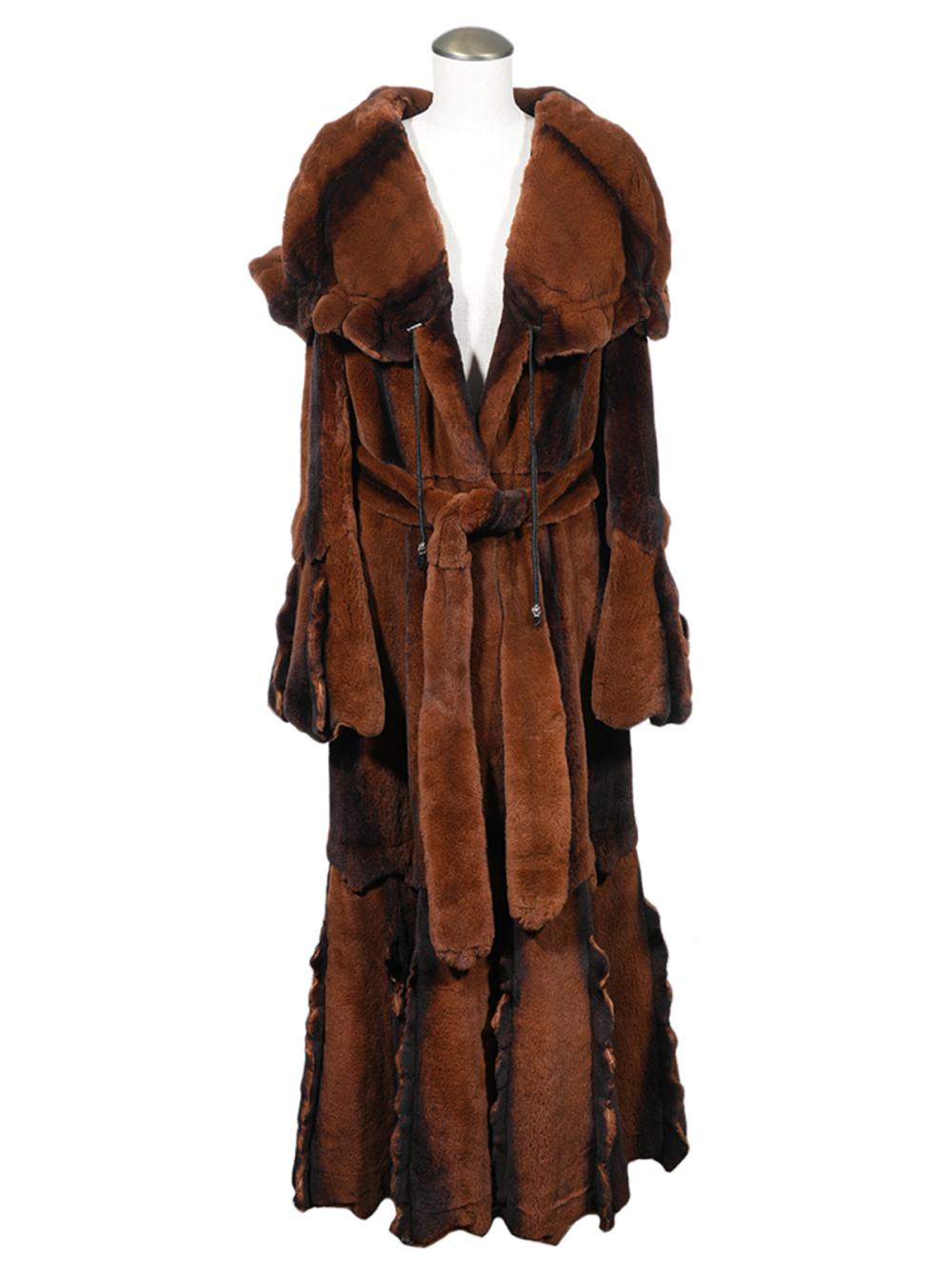 Appraisal: FANTASTIC SHEARED BEAVER SWING COATVintage full length belted sheared beaver