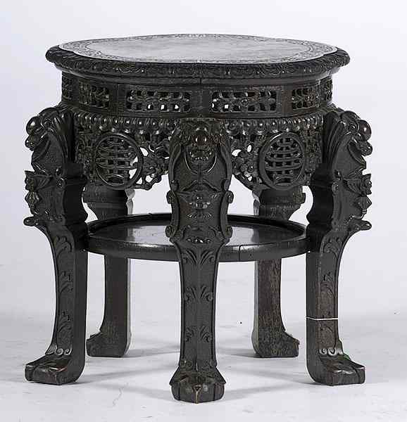 Appraisal: Chinese Carved Fern Stand China A painted hardwood fern stand