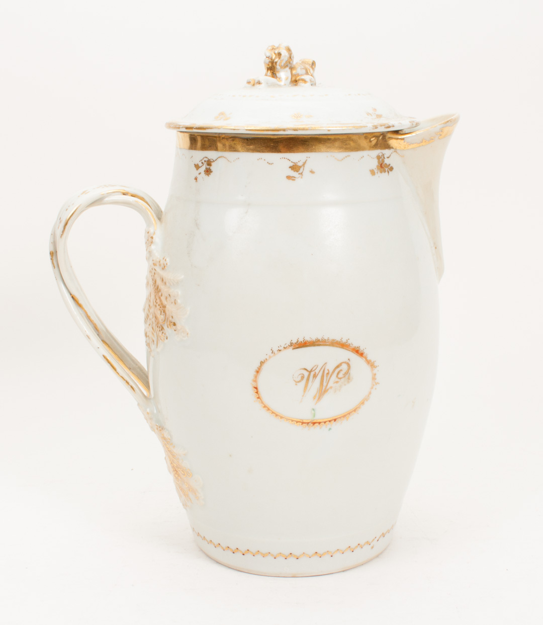 Appraisal: Chinese Export porcelain cider flagon circa double-strap side handle lid