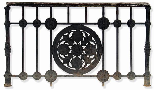 Appraisal: A Neoclassical style wrought iron balcony fa ade Centering a