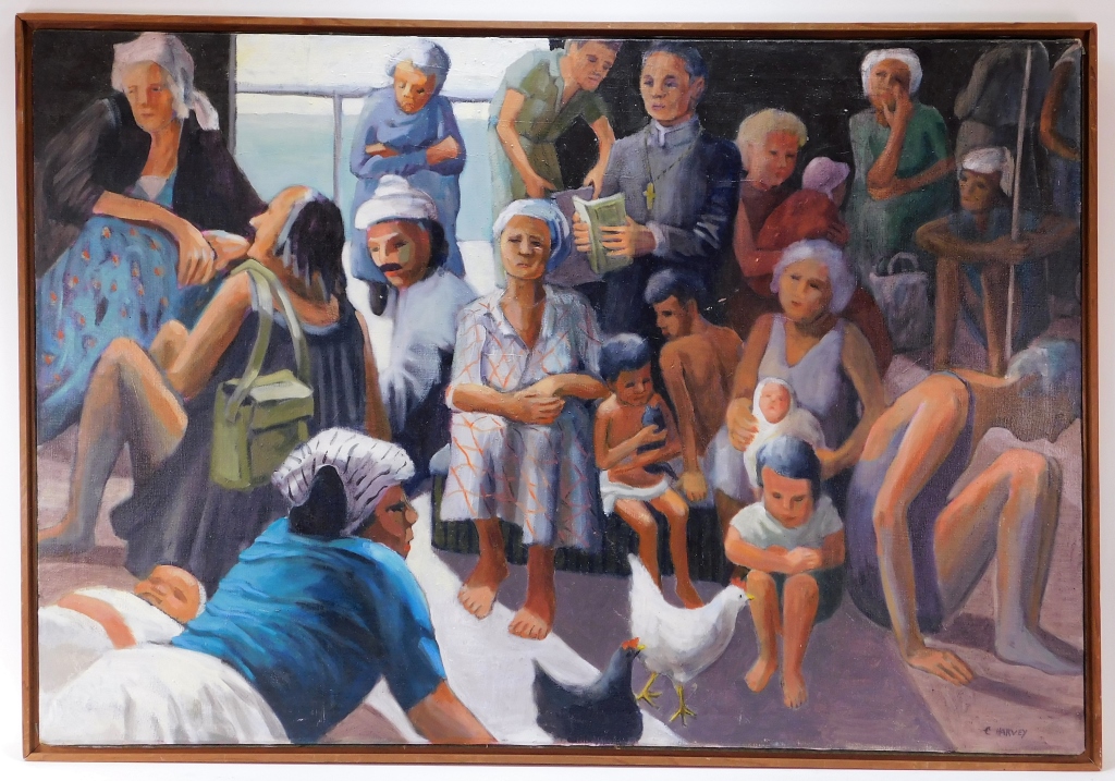 Appraisal: CAROLYN HARVEY CROATIAN SOCIAL REALIST PAINTING Massachusetts - Contemporary Social