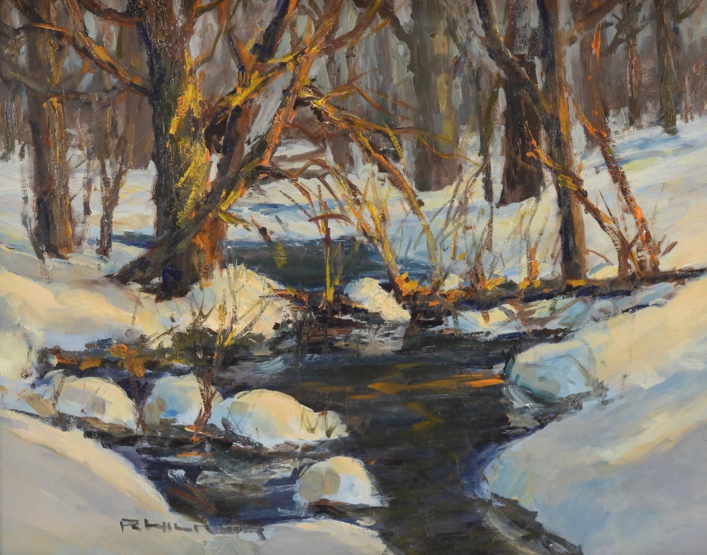 Appraisal: RICHARD HILKER WINTER FOREST LANDSCAPE Colorado New Hampshire - Impressionist