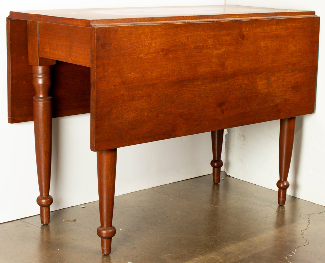 Appraisal: th Century primitive drop leaf table with red stain h