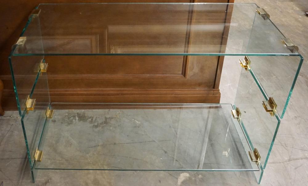 Appraisal: CONTEMPORARY BRASS AND GLASS CONSOLE TABLE X X IN X