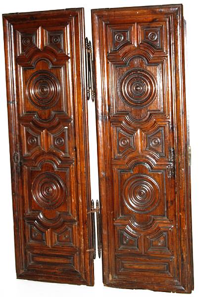 Appraisal: A pair of Louis XIV walnut doors th century height