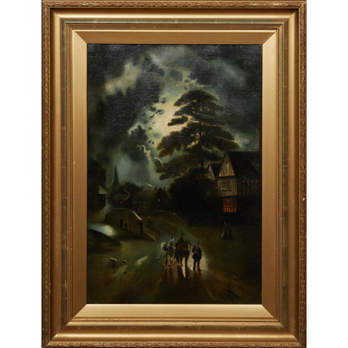 Appraisal: Albert Edward Barnes Moonlight Scene on canvas initialed AEB and