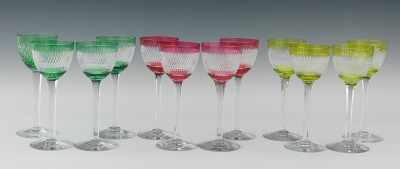 Appraisal: A Set of Twelve Multicolor Baccarat Crystal Wine Goblets Paris