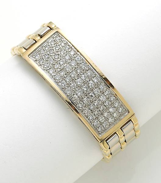 Appraisal: A diamond and k bicolor gold bracelet estimated total diamond