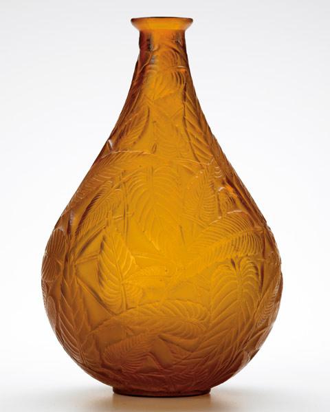 Appraisal: RENE LALIQUE Sauge vase of dark amber glass c M