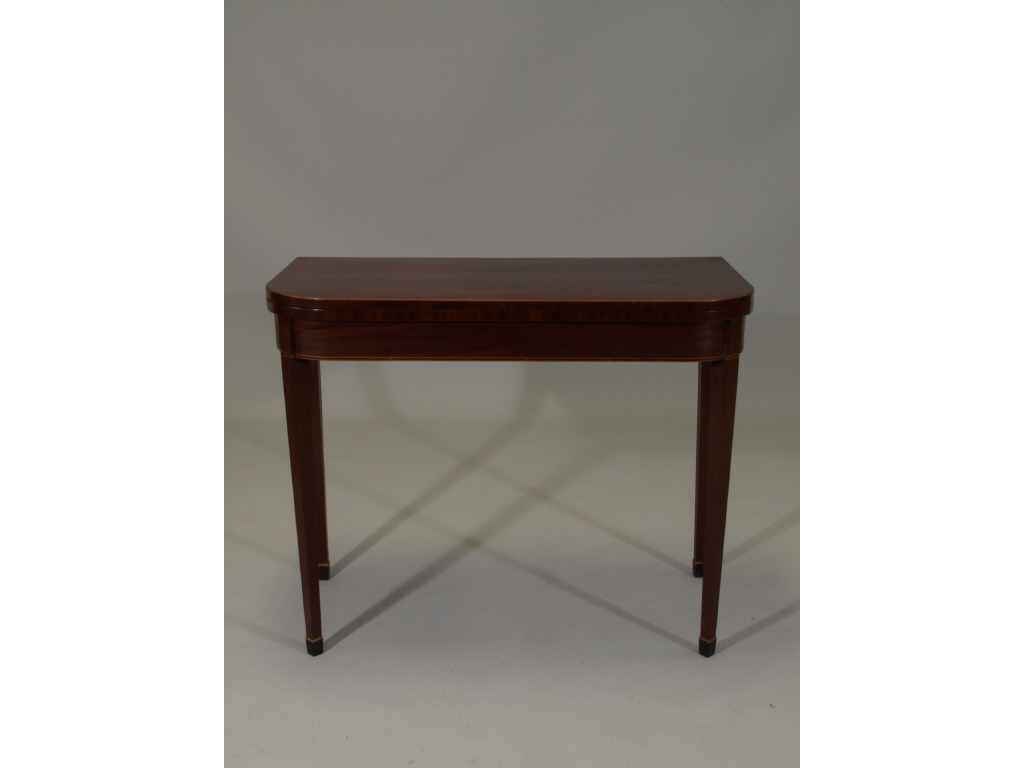 Appraisal: American Federal Inlaid Card Table mahogany and mahogany veneer rectangular