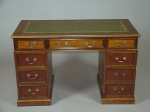 Appraisal: A reproduction mahogany twin pedestal desk th century with gilt