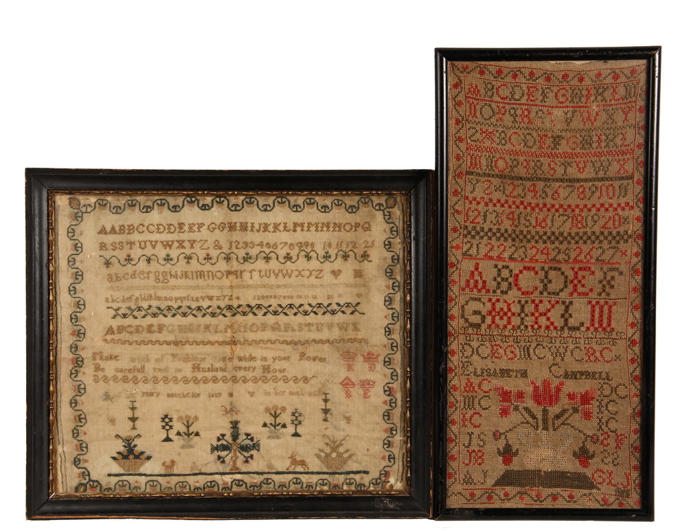 Appraisal: ALPHABET SAMPLERS - Both Early th c including Mary Batchelor