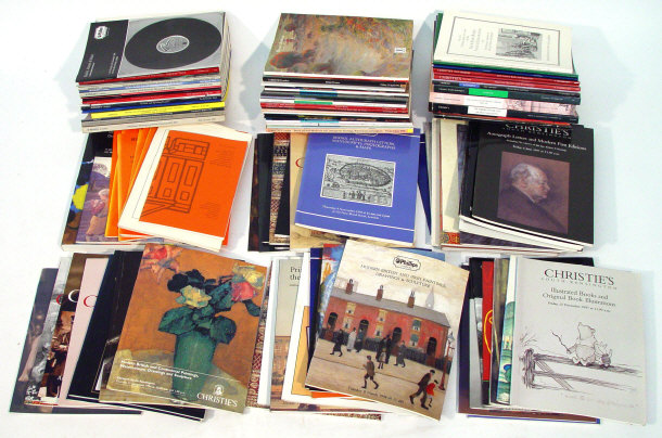 Appraisal: Extensive collection of auction catalogues detailing art ephemera books the