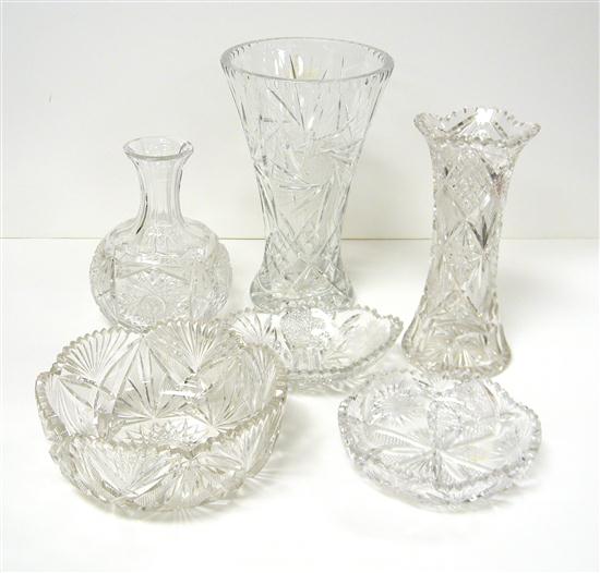 Appraisal: Six pieces of colorless cut glass including '' h and