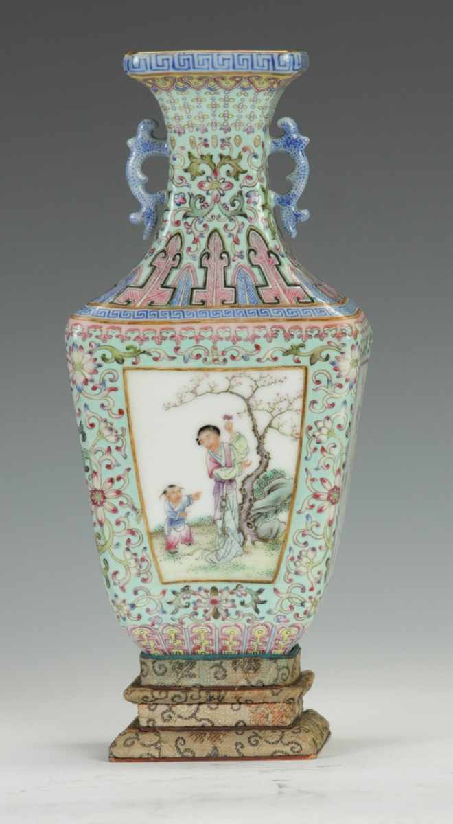 Appraisal: Chinese Porcelain Famille Decorated Vase Four character mark Qianlong Nian