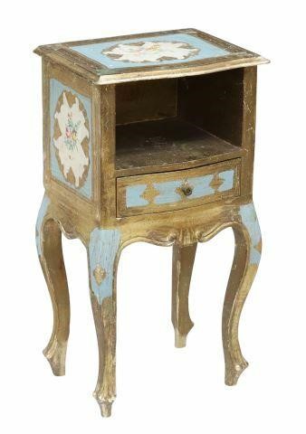 Appraisal: Venetian parcel gilt and paint decorated bedside cabinet th c