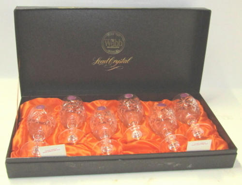 Appraisal: A cased set of Webb crystal rummers each cm high