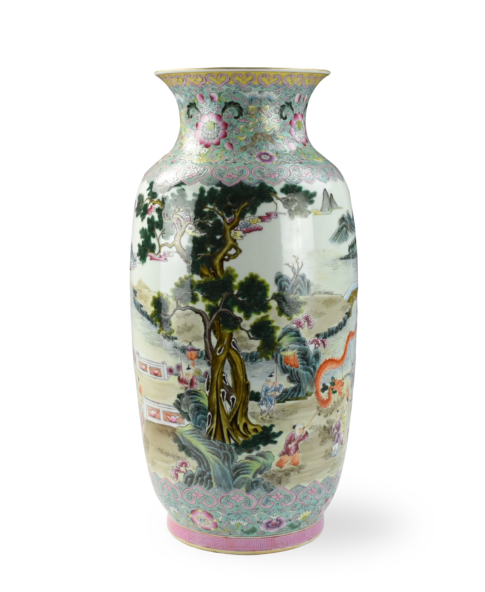 Appraisal: LARGE CHINESE FAMILLE ENAMEL LATERN VASE ROC P Chinese Qianlong