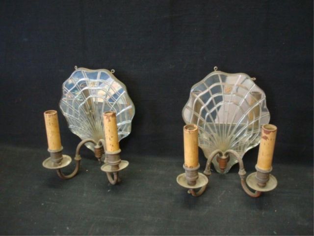 Appraisal: Pair mirror back sconces Dimensions x Estimate -