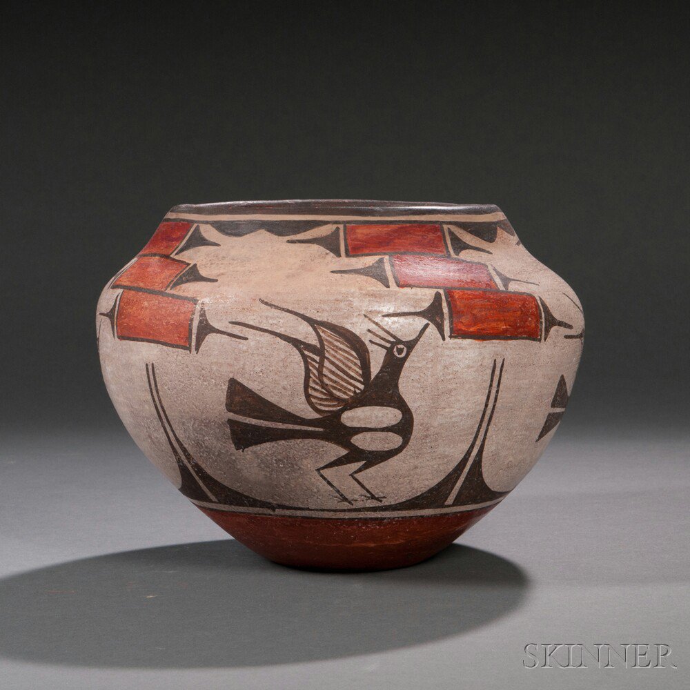 Appraisal: Zia Polychrome Bird Jar c early th century decorated with