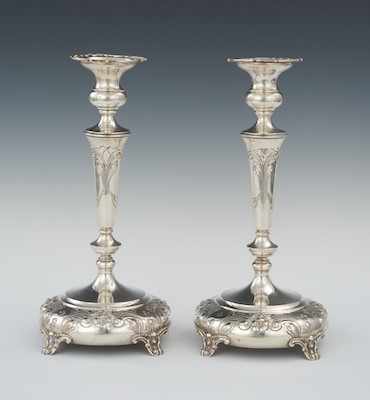 Appraisal: A Pair of Large Sterling Silver Candleholders by Durham Silver