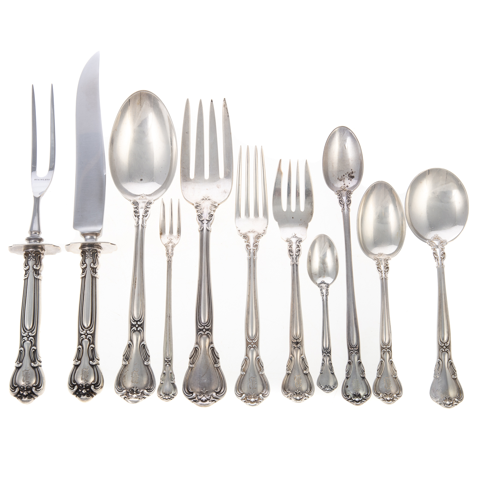 Appraisal: GORHAM STERLING CHANTILLY FLATWARE SERVICE Including four dinner knives four