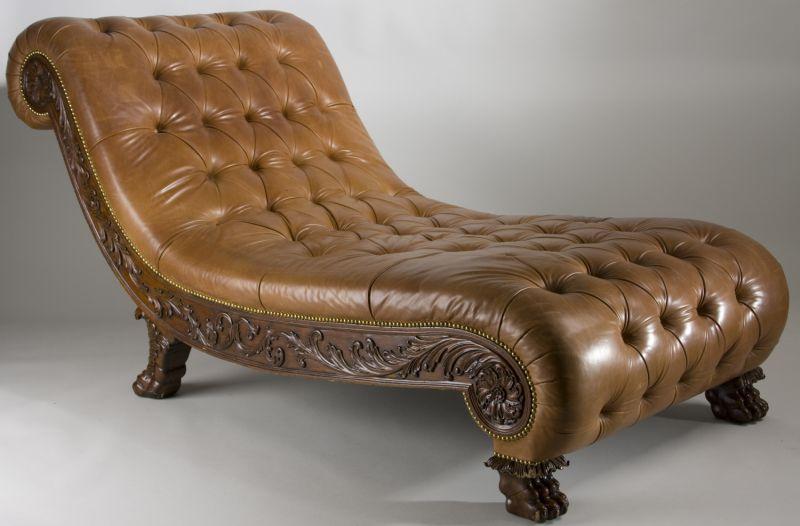 Appraisal: Chesterfield Leather Chaise th c having a rolled head and