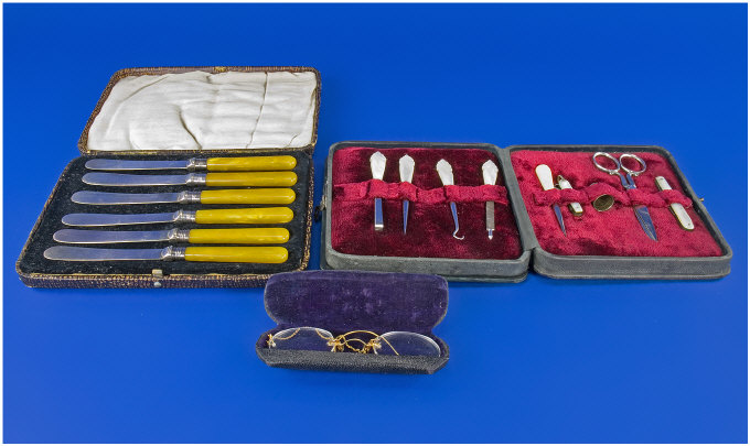 Appraisal: Items Of Collectables Comprising A Cased Manicure Set Set Of