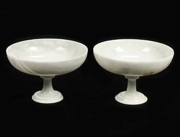 Appraisal: Two White Marble Bowls A well-matched pair of classical design