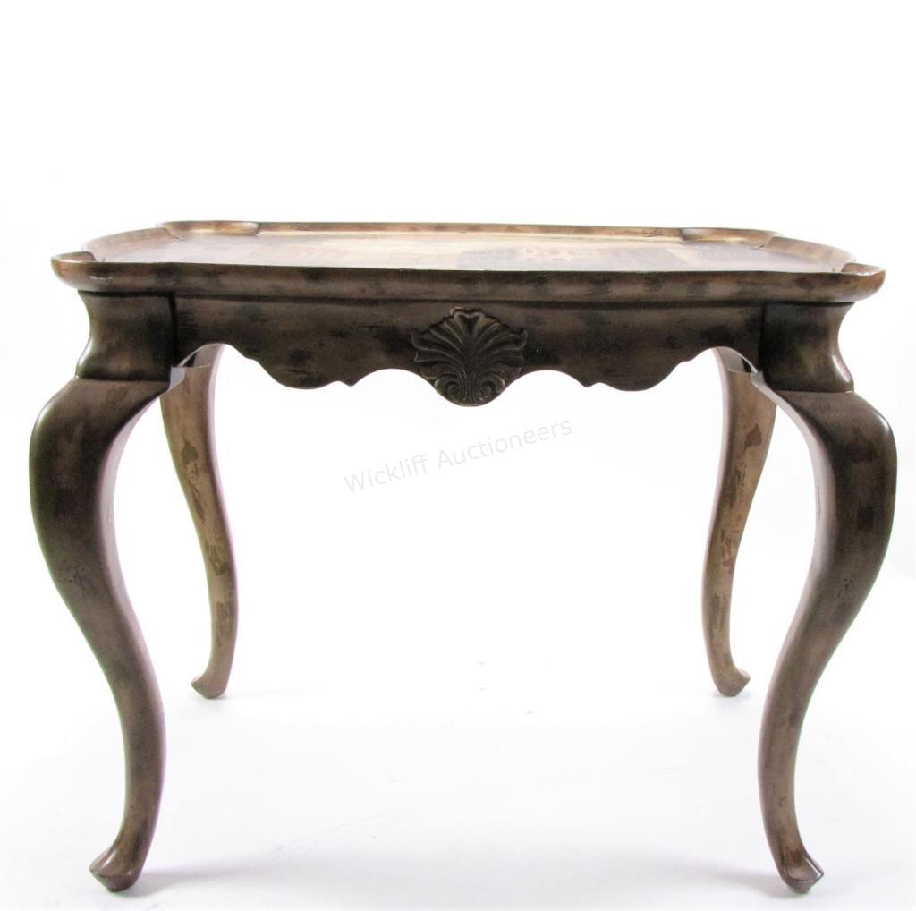 Appraisal: An Italian style lamp end table with painted Venice scene