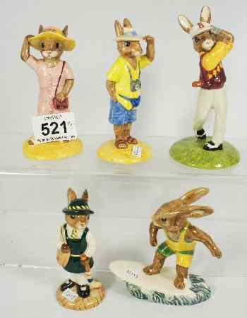 Appraisal: Royal Doulton Bunnykins Figures Aussie Surfer DB School Days DB