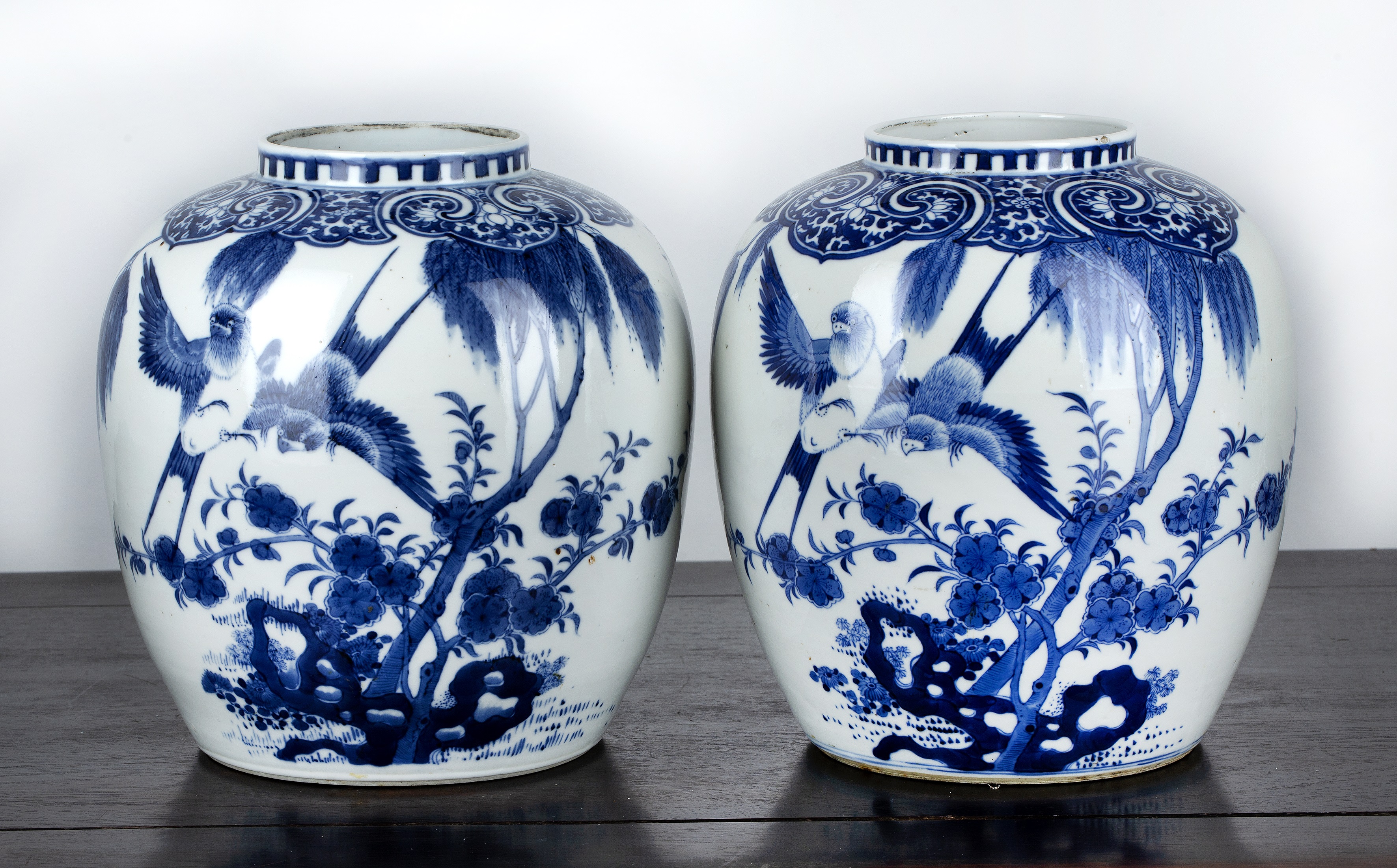 Appraisal: Pair of blue and white porcelain jarsChinese th Century each