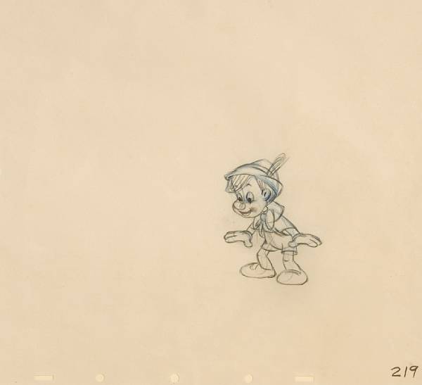 Appraisal: A Walt Disney rough drawing from Pinocchio graphite on paper