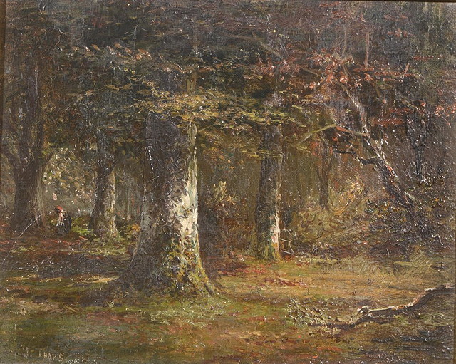 Appraisal: Joseph Thors British - Dark wooded landscape signed J Thors