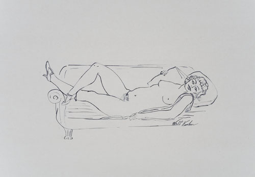 Appraisal: WALT KUHN Reclining Nude on a Sofa Pen and ink