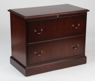 Appraisal: Contemporary mahogany lateral file cabinet Contemporay mahogany two drawer lateral